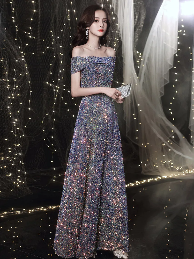

Блестящее длинное платье для выпускного Ever Pretty, элегантное облегающее вечернее платье-трапеция с вырезом лодочкой, бальное платье для вече...