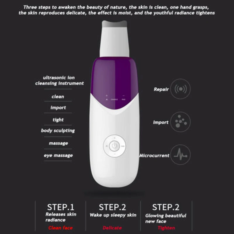 Ультразвуковой скраб для кожи лица удаления угрей Отшелушивающий уменьшает