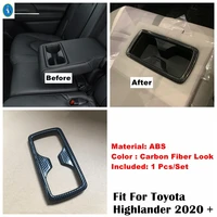 rear water cup holder decoration panel cover trim for toyota highlander 2020 2022 abs carbon fiber look accessories interior