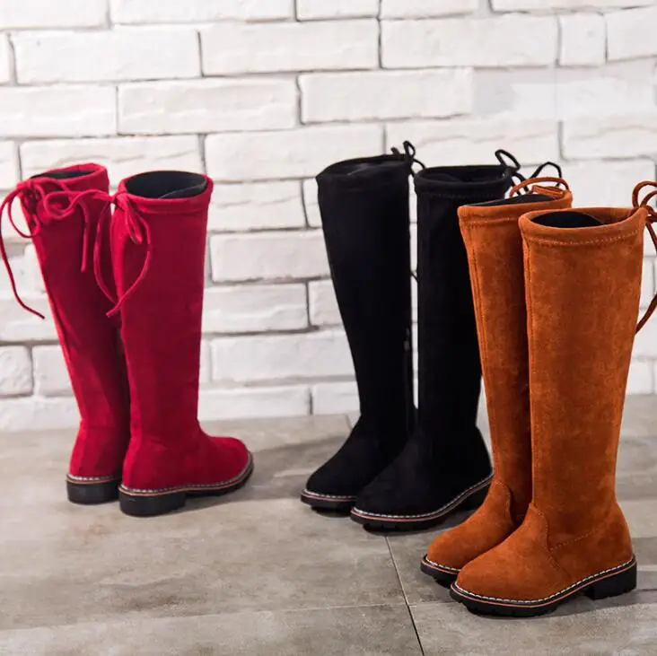 Ботинки для девочек детская обувь новинка зимние кожаные теплые модные высокие