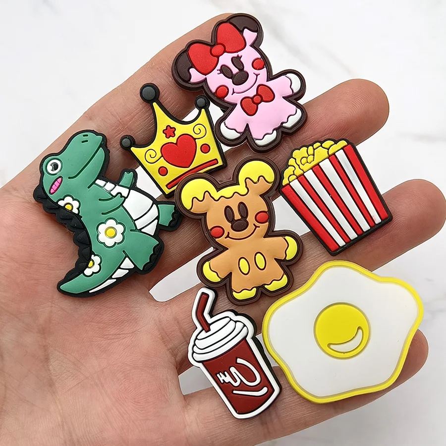 

Novelty Design Cute Dinosaur Shoe Charms Sandal Accessories Bear Poached Egg Crown Shoe Buckle Decoration Jibz For Croc Charms