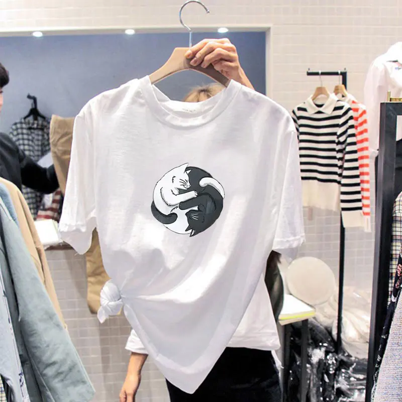 Летняя новая короткая футболка с изображением милой собаки летняя графическим