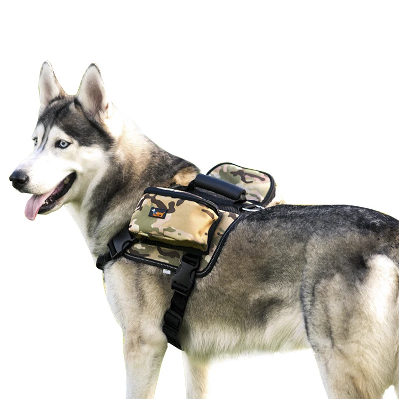 

Dog Harness Leash with Handle Dog Vest with Removable Saddle Bag for Outing. Suit with Rope for Large Size Dogs