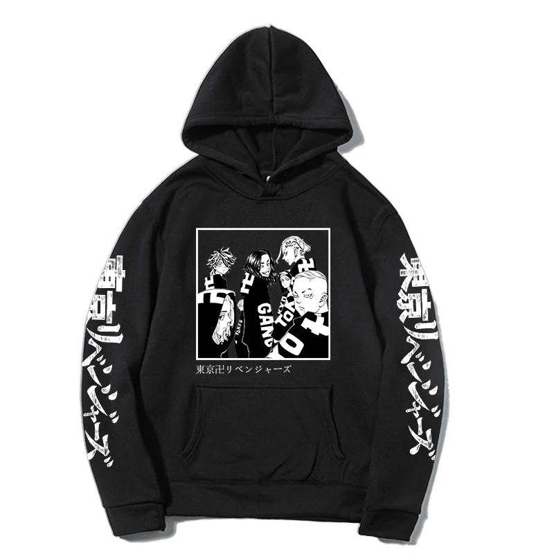 

Hoodies Aesthetic Sun Tokyo Revengers Flower Pocket Same Paragraph Casual Loose Sweatshirts Anime Carton Cute Print