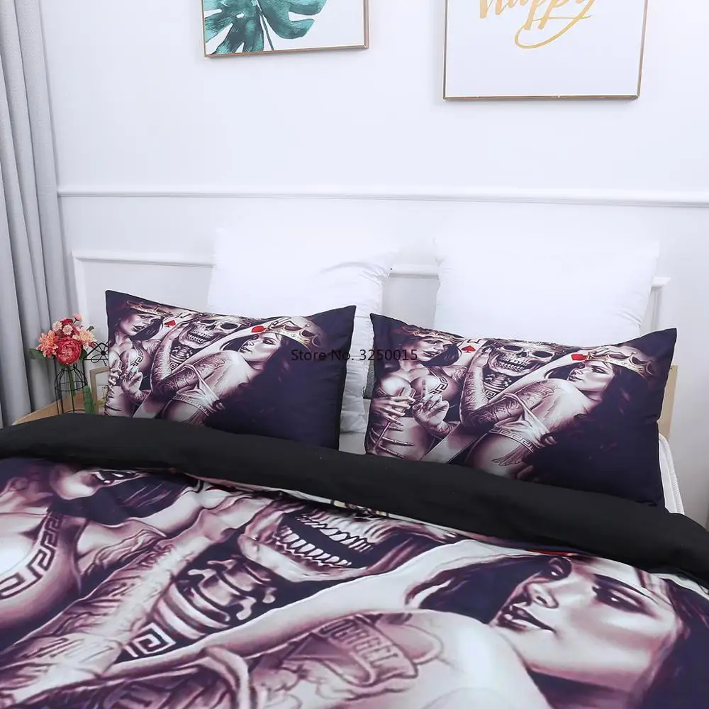 Постельное белье для взрослых с 3d-изображением черепа покера красота роскошные