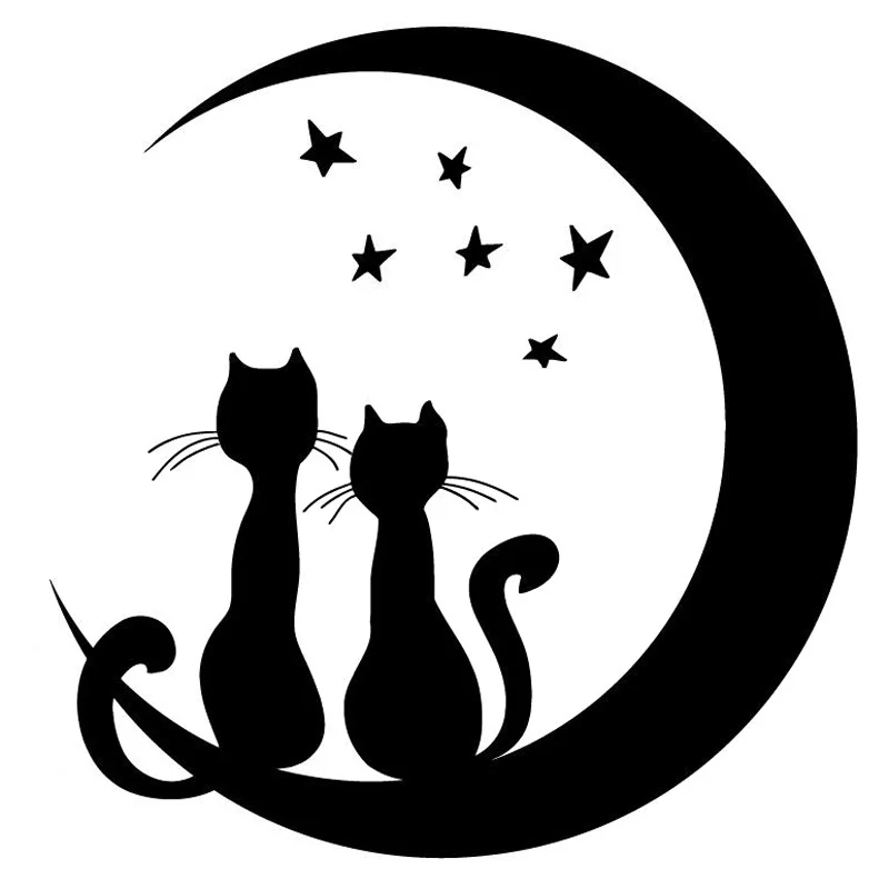 

Car Stickers Decor Motorcycle Decals Moon Stars Cat Vinyl Decorative Accessories Waterproof PVC,16cmx15.7cm