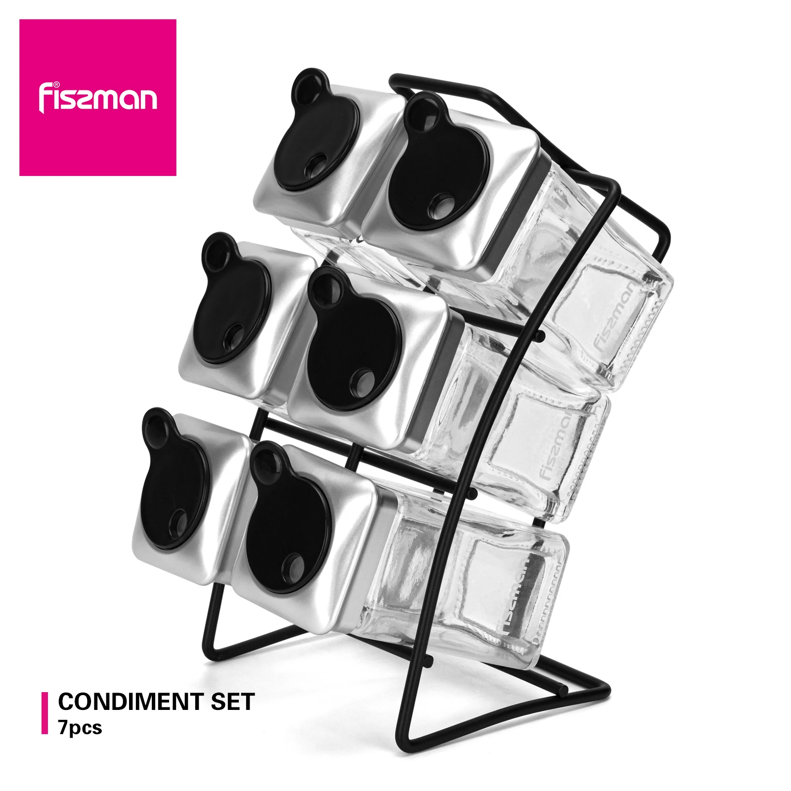 

FISSMAN Condiment set With Six Glass Bottles Cooking Tool Sugar Bottle