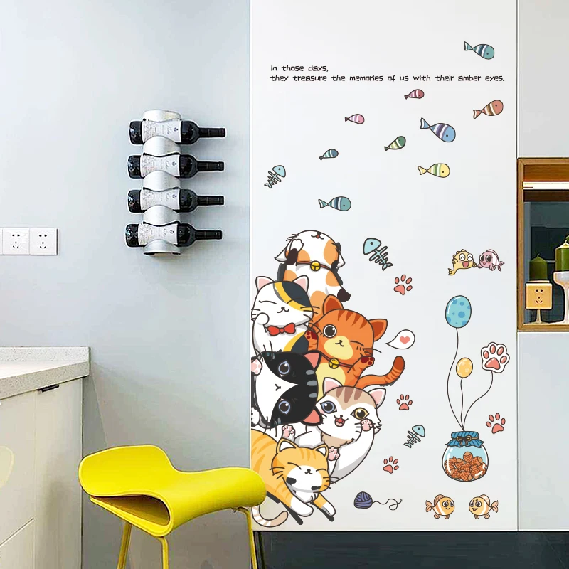

Cartoon Cat Flower Butterly Wall Sticker Wall Decal Sticker Home Decor For Baby's Rooms Waterproof Wall Art Decal