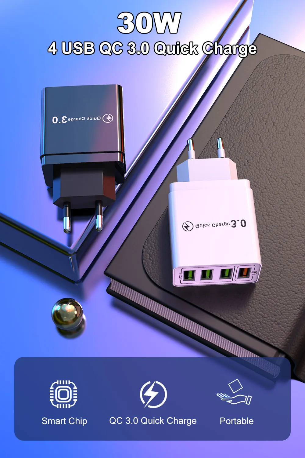30 Вт Быстрая зарядка 5 в 3.1A QC 3,0 USB зарядное устройство для iPhone X 11pro samsung A50 A30 huawei Xiaomi Note 7 8 Быстрая зарядка настенный адаптер