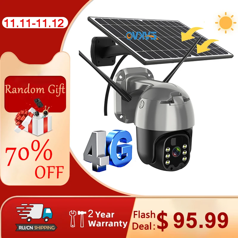 

Умная Беспроводная IP-камера с солнечной батареей, 3 Мп, 4G, LTE, Wi-Fi, PTZ