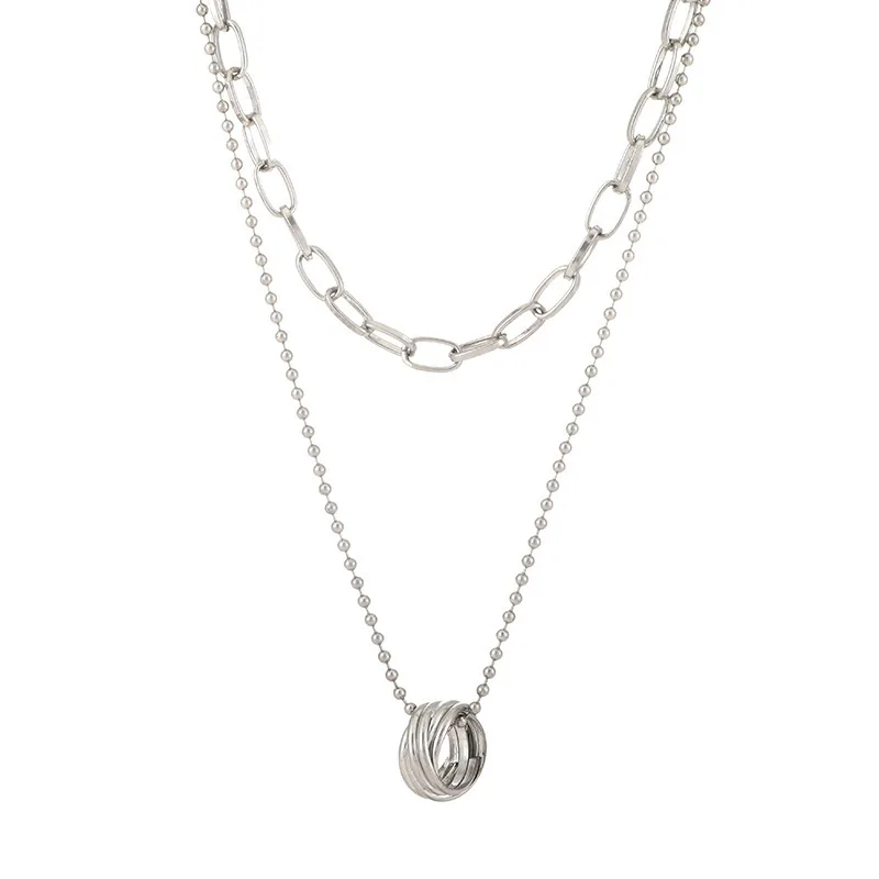 

Origin Summer Personality Round Chunky Cuban Chain Necklace for Women Wide Curb Link Double Layers Chokers Necklaces Jeweller