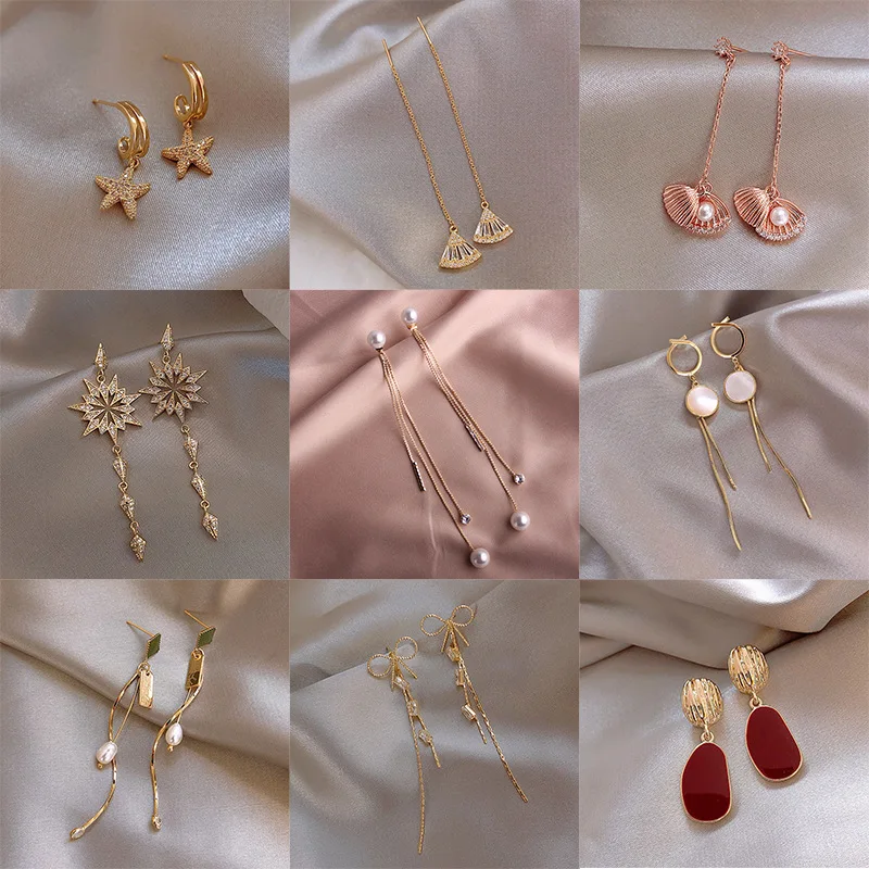 Женские винтажные геометрические серьги Lagemisay длинные с жемчугом в Корейском