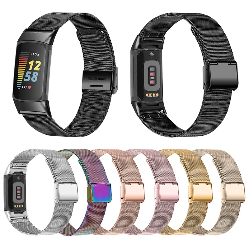 

For Fitbit charge 5 strap Stainless Steel Wrist band Metal Buckle Women men smart watch band for fitbit charge 5 bracelet correa