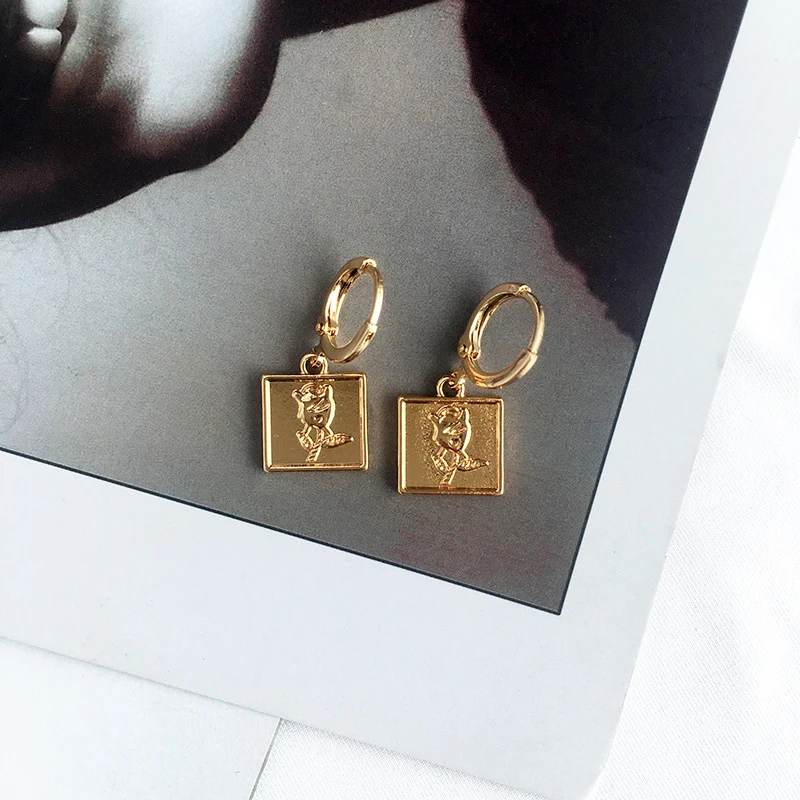 Женские Романтические серьги обручи очаровательные золотого цвета с розовыми и