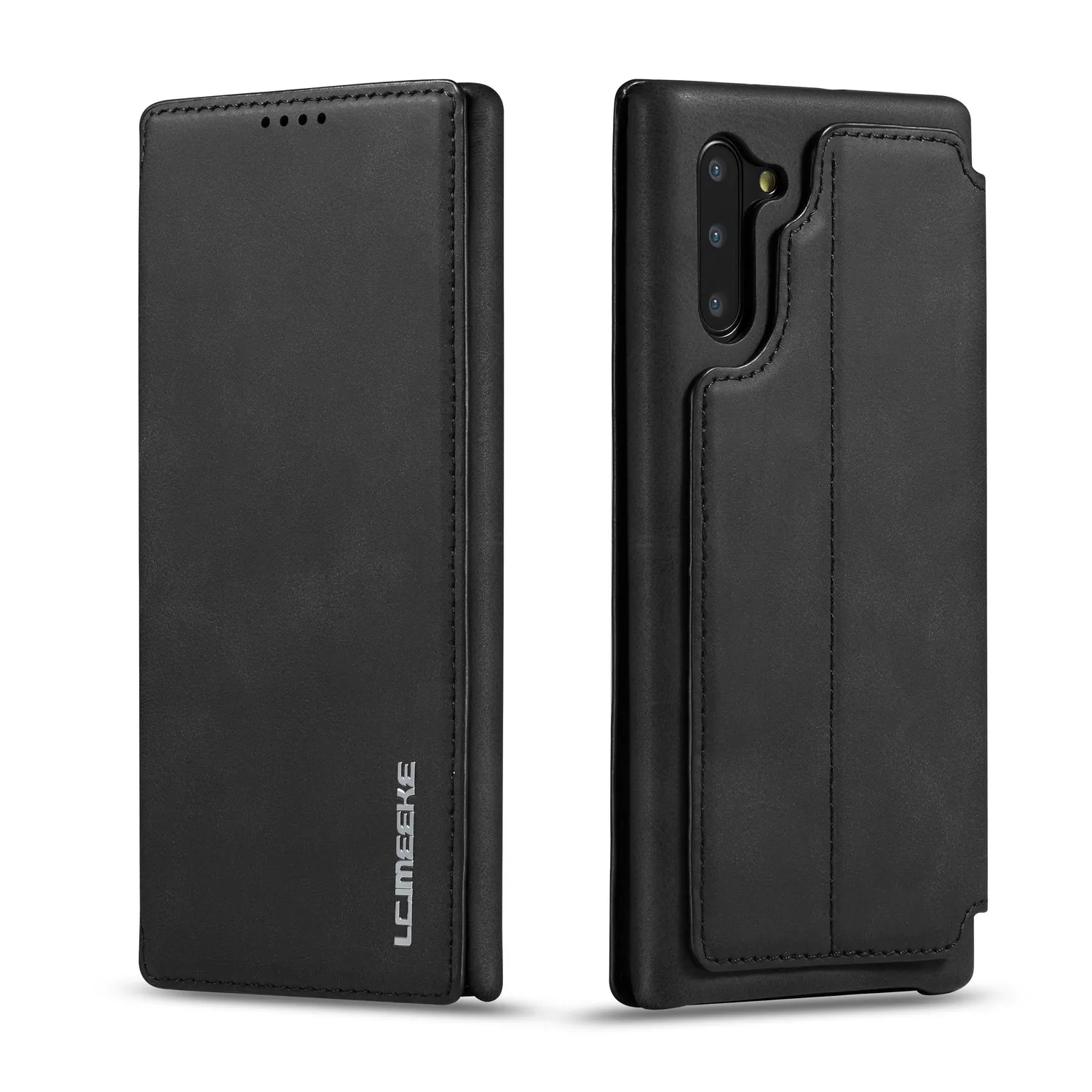 Чехол-книжка для samsung Galaxy note 10 Plus для samsung note 10 plus 9 8 S8 S9 S10 5G A20 A30 A40 A50 A70 A20E кожаный чехол - Цвет: Черный