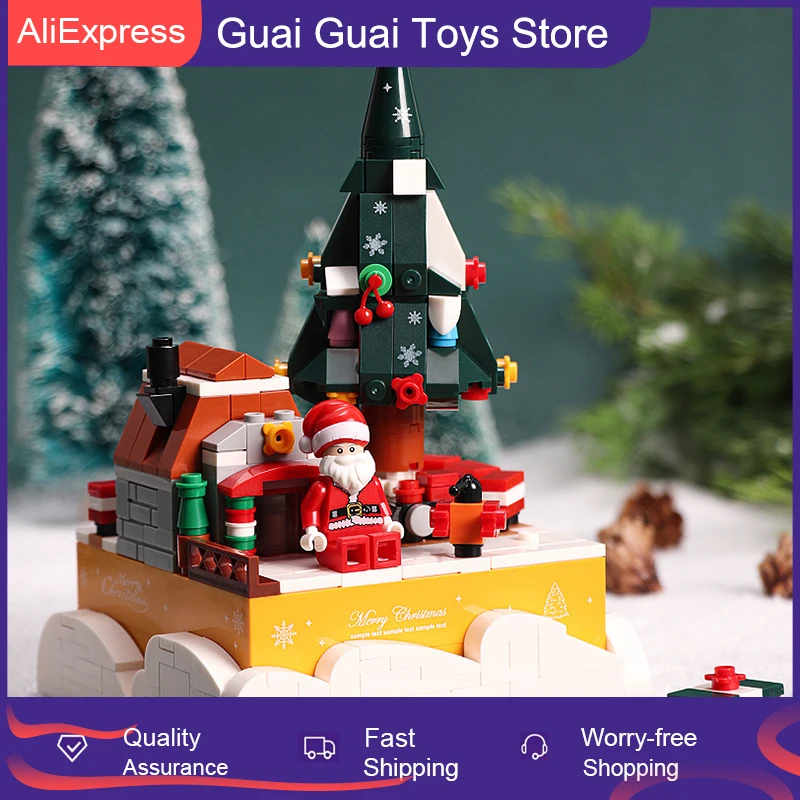 

2021 Exquisite Christmas Tree Building Blocks Rotating Music Box Montessori Toys For Children 10 Years Old Christmas Toys