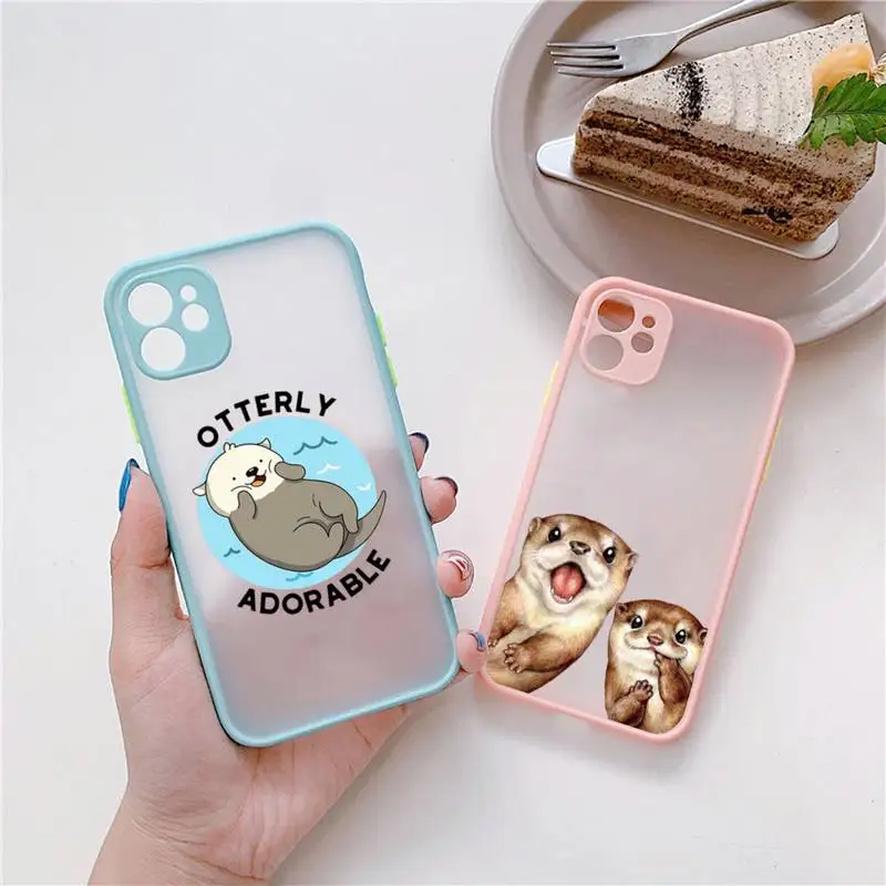 

cute cartoon otter Phone Case Matte Bumper For iphone 13 12 mini 11 Pro Max X XS Max XR 7 8 Plus Capa