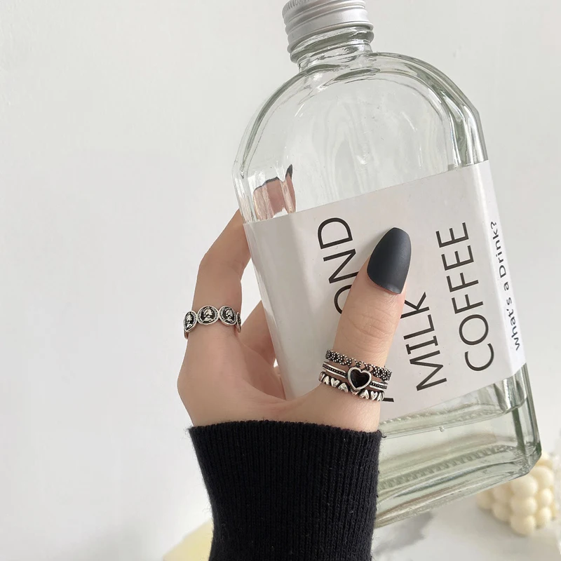 Женские винтажные Открытые Кольца AOMU серебристые трехслойные металлические