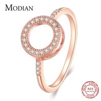 modian 2021 instagram style 925 sterling silver circle heart ring shining fashion zirconia rose gold jewelry for women party