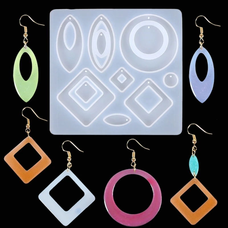 

Diy Crystal Epoxy Mold Earrings Pendant Jewelry Mold Hanging Pendant Decoration Rhombus Irregular Mirror Silicone Mold