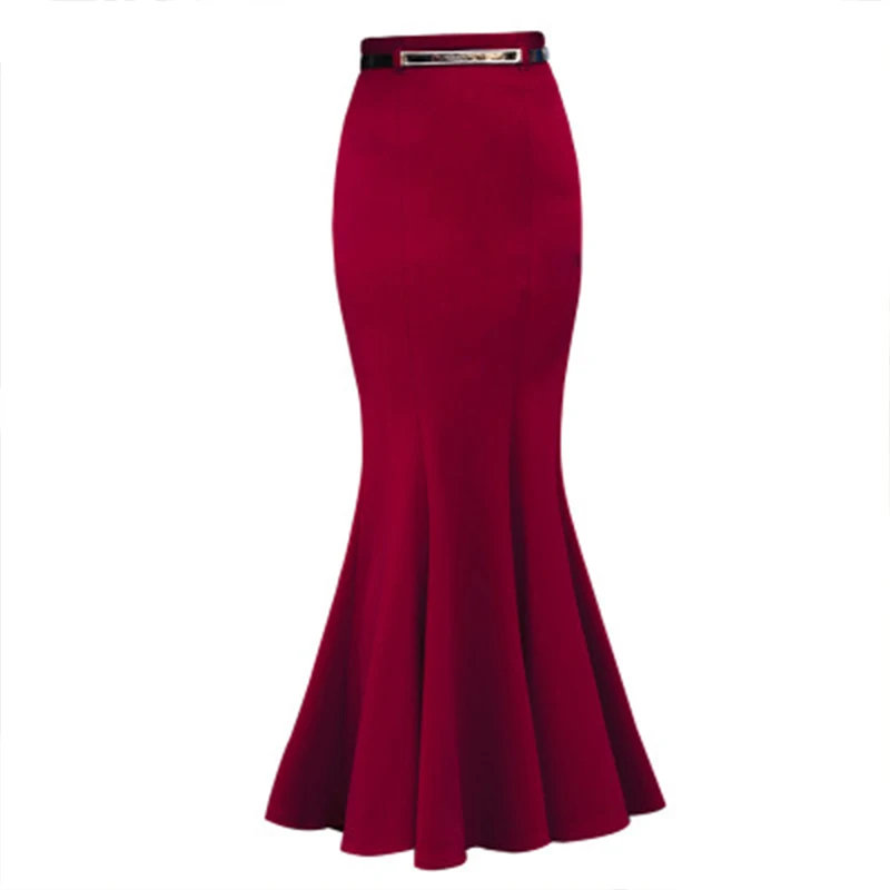 

High-end 2019 Women Skirt Autumn New Fashion Slim High Waist Mermaid Skirt Business Ladies Office Red/Black Skirt Female OL