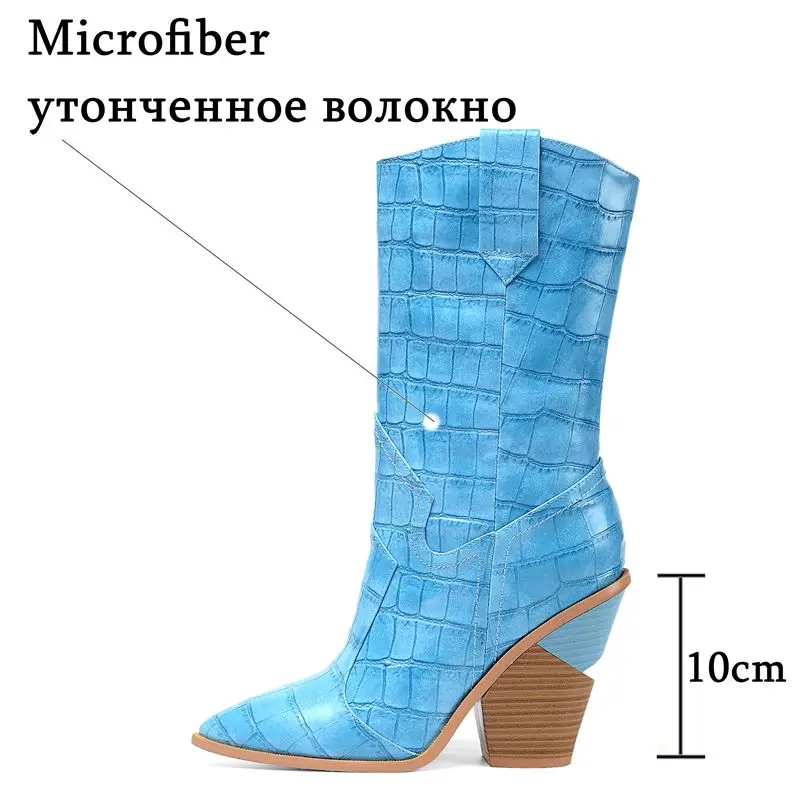 YINKOGET/пикантные женские ботинки из микрофибры на Высоком толстом каблуке Модные