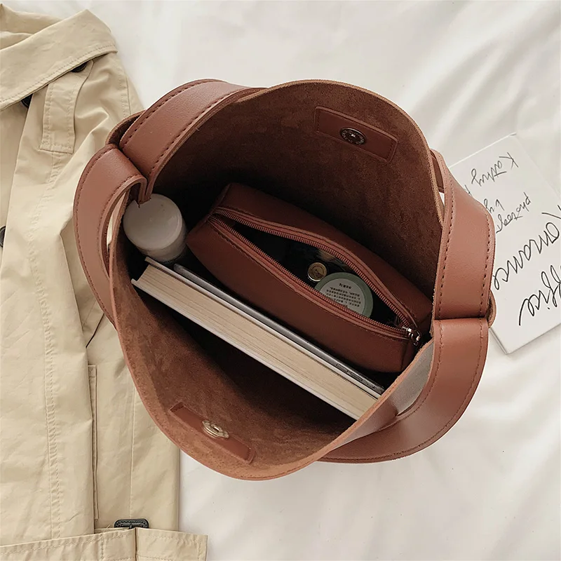 

2 Pcs/Set Fashion Summer Women Shoulde Bag + Purse PU Leather Solid Color Ladies Girls Casual Messenger Bags