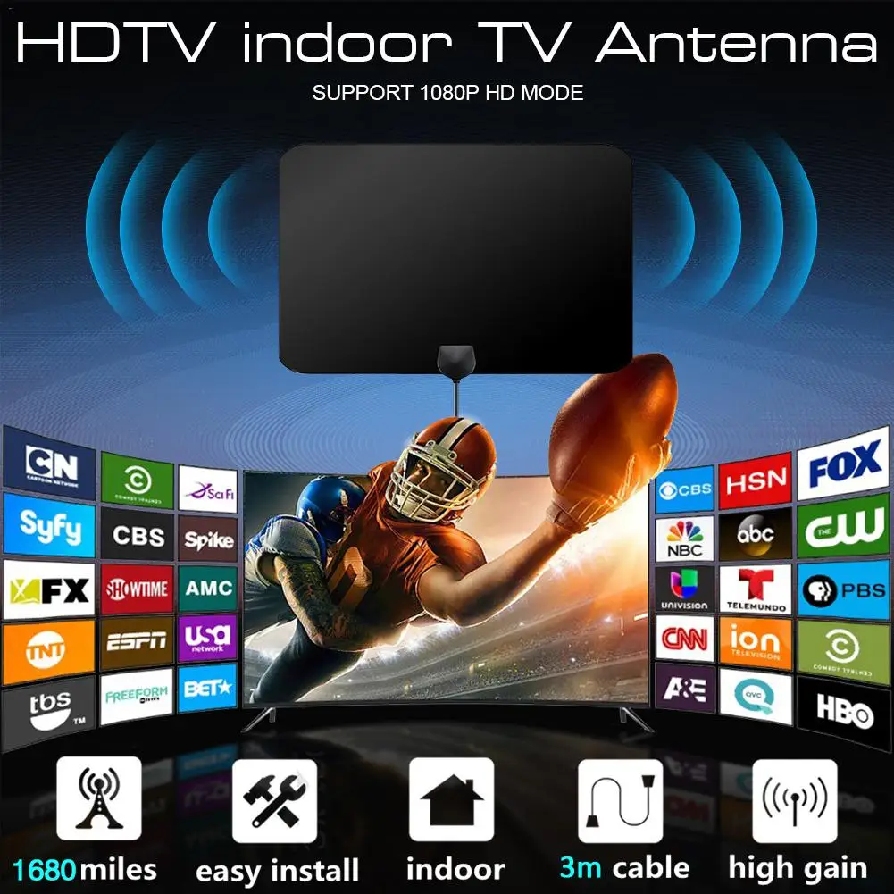 4K цифровая HDTV антенна для помещений Hd tv с усиленным диапазоном 1680 км 1080P DVB-T2 ТВ антенна для каналов вещания