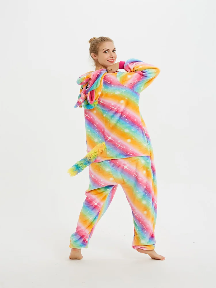 Новые зимние женские и мужские пижамы унисекс для взрослых с милым