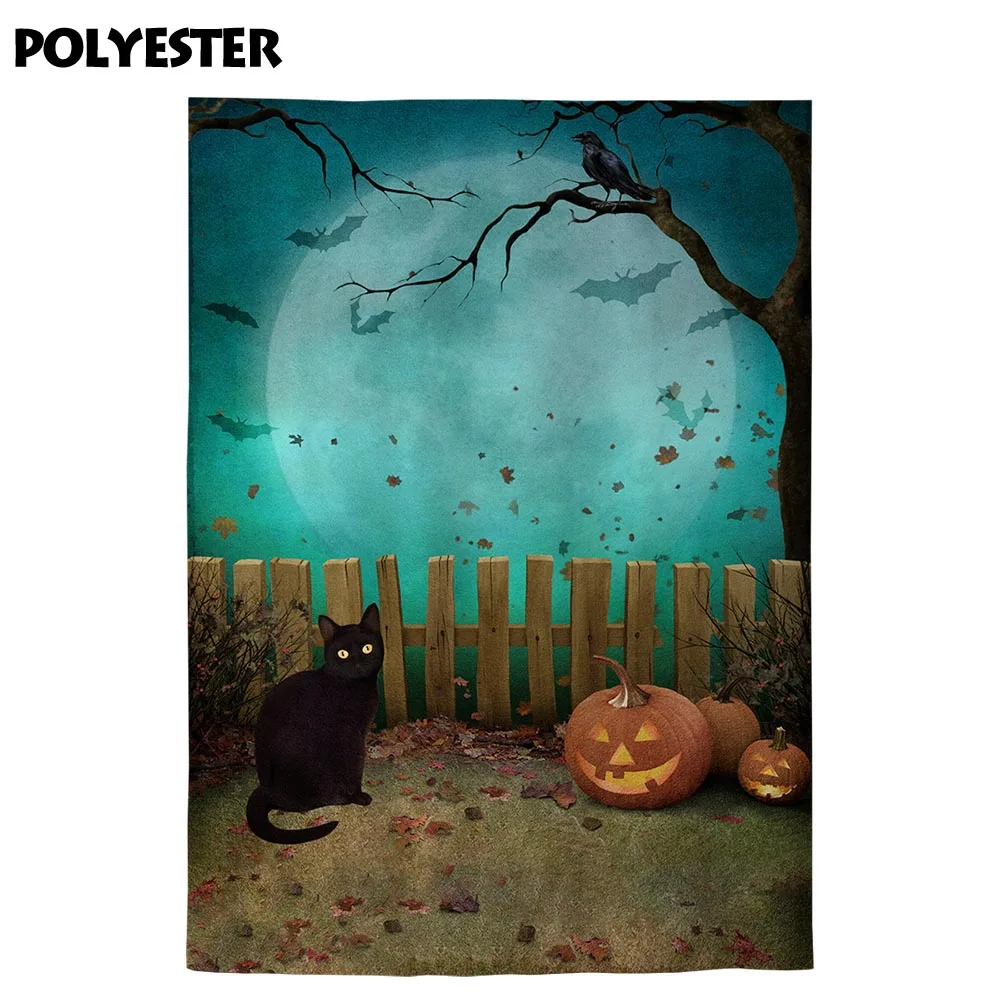 Allenjoy фон для фотографий Хэллоуин Черный Кот дерево Тыква Фотофон студийной