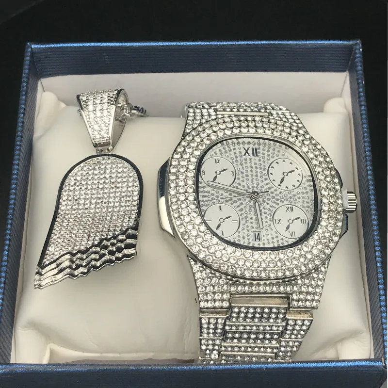 Часы наручные мужские в стиле хип хоп роскошные стильные ювелирные украшения с