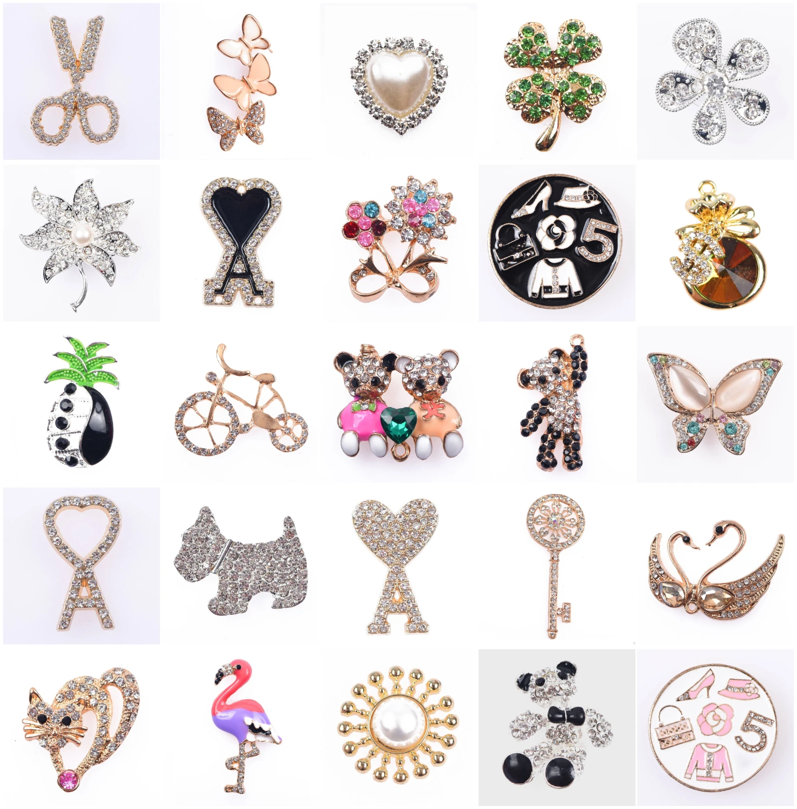 Bling Metal Designer Shoe Charms Gold Silver Stone Croc Charms Accessories Butterfly Crown Decorations jibz for Girls Women Gift