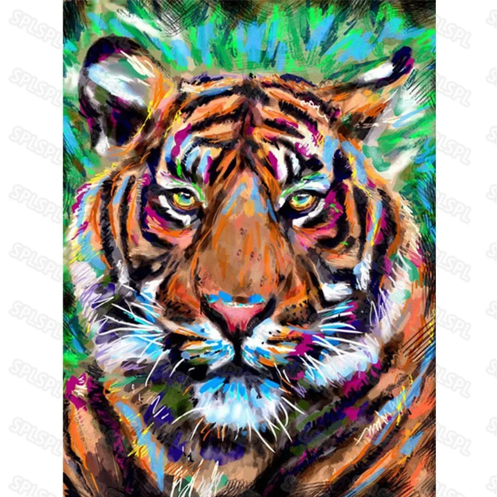 

Diy Diamond Painting Wild Animals White Tiger Cartoon Cute Little Tiger Domestic Pet Little Orange Cat Puppy Hanging Painting