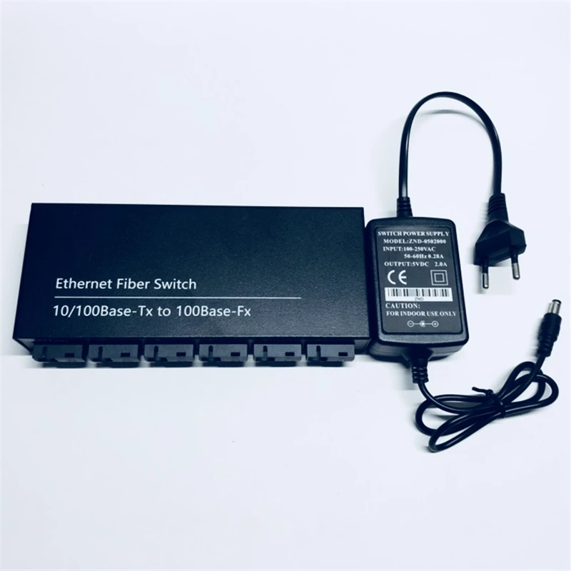 10/100M Fast Ethernet switch Converter 25KM Ethernet Fiber Optical Media Converter Single Mode 2*RJ45 & 6*SC fast fiber Switch
