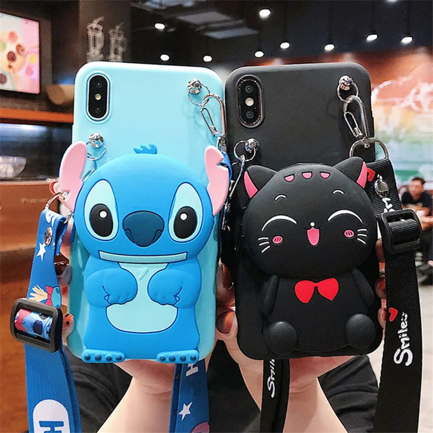 Стежка с рисунком Китти Кэт, чехол для samsung Galaxy S7 край S8 S9 S10 S10E Note 8, 9, 10, J4 J6 J8 A6 A7 A8 плюс A9 и отделением для карт