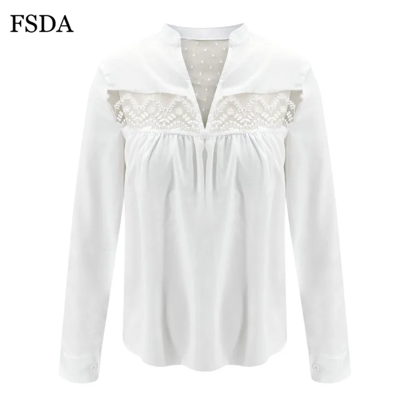 Женская кружевная блузка с открытой спиной и V образным вырезом|Блузки| |