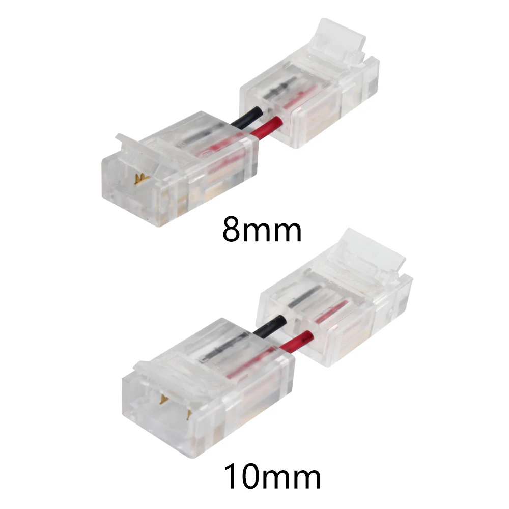 

5pcs 8mm 10mm 2pin LED Female Connector Single Color Tape Light Power Wire Cable Extension Cord Crystal Terminal Block