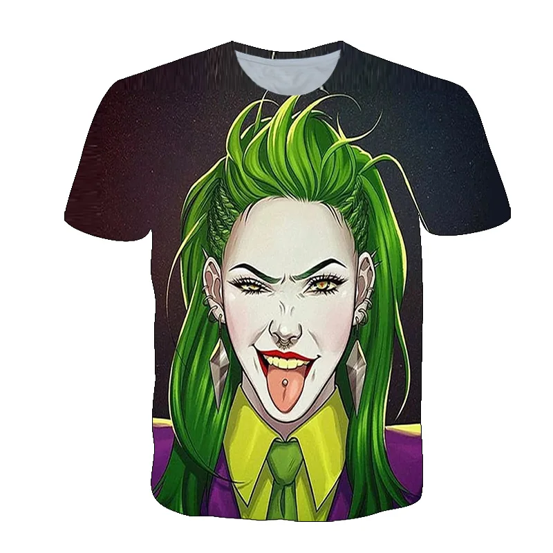 

Summer Horror Clown Girl Pattern T-Shirt Boys And Girls 3D Printing Kids New Short-Sleeved Halloween Beauty Costume Casual Tops