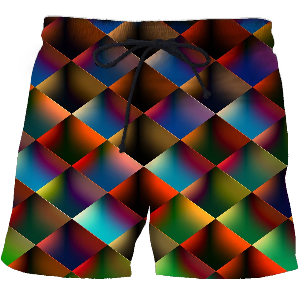

2021 trend new summer geometric vertigo printing graphics 3D printed beach shorts men's casual loose surf fitness pants S-6XL
