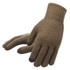 Зимние вязаные перчатки с пальцами, высококачественные мужские варежки для сенсорных экранов, плотные теплые шерстяные кашемировые однотонные велосипедные перчатки, осень