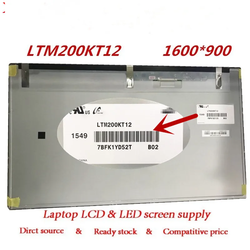 100%   LTM200KT10 LTM200KT12   20, 0  1600x900 LVDS 30pin 72% NTSC 250 cd/  60  1000:1 -