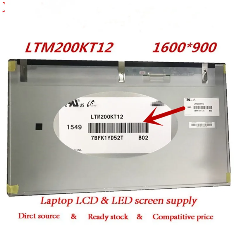 100%   LTM200KT10 LTM200KT12   20, 0  1600x900 LVDS 30pin 72% NTSC 250 cd/ 60  1000:1 -