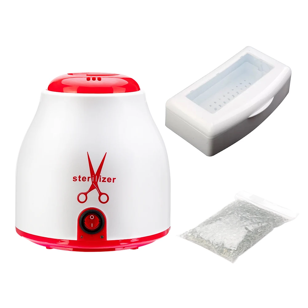 Red EU PLUG SET Стерилизатор для ногтей высокая температура стерилизатор коробка инструменты дезинфекция коробка инструменты для стерилизации ногтей стеклянные шарики инструменты для маникюра - Цвет: Red EU PLUG SET