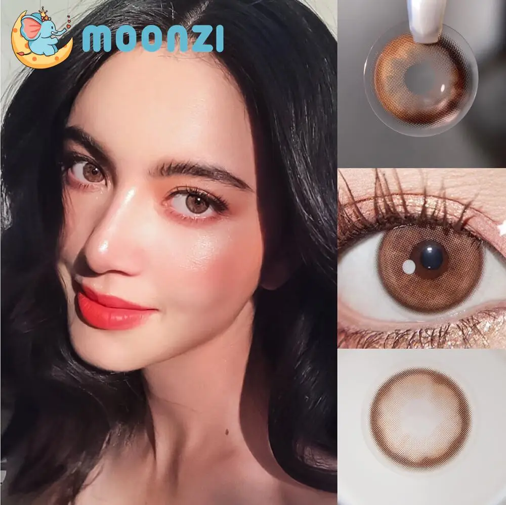 

MOONZI pink brown exclusive unique contact lens small beauty Pupil Colored Contact Lenses for eyes yearly Myopia prescription