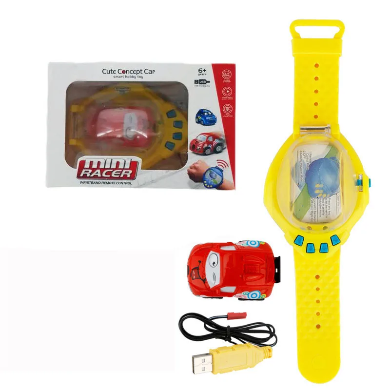 Red With Box Пульт дистанционного управления с гравитационным зондированием, Радиоуправляемый Смарт-часы, автомобиль, 1:58, мини-мультфильм с 2,4G, USB перезаряжаемые игрушки для детей, подарок - Цвет: Red With Box