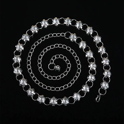 style-3 silver Женские аксессуары для танца живота, сексуальные женские кристаллы, стразы, алмаз, пояс на талию, Золотое Ювелирное Украшение на цепочке, 130 см, 180 см - Цвет: style-3 silver