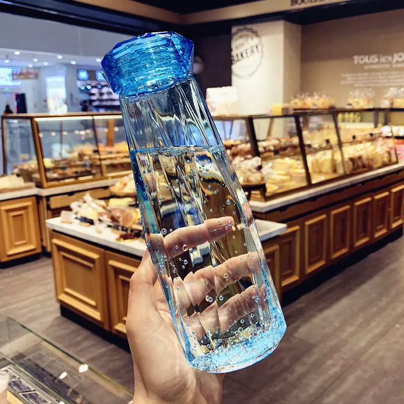 Походная стеклянная бутылка для воды прозрачная пластиковая Спортивная