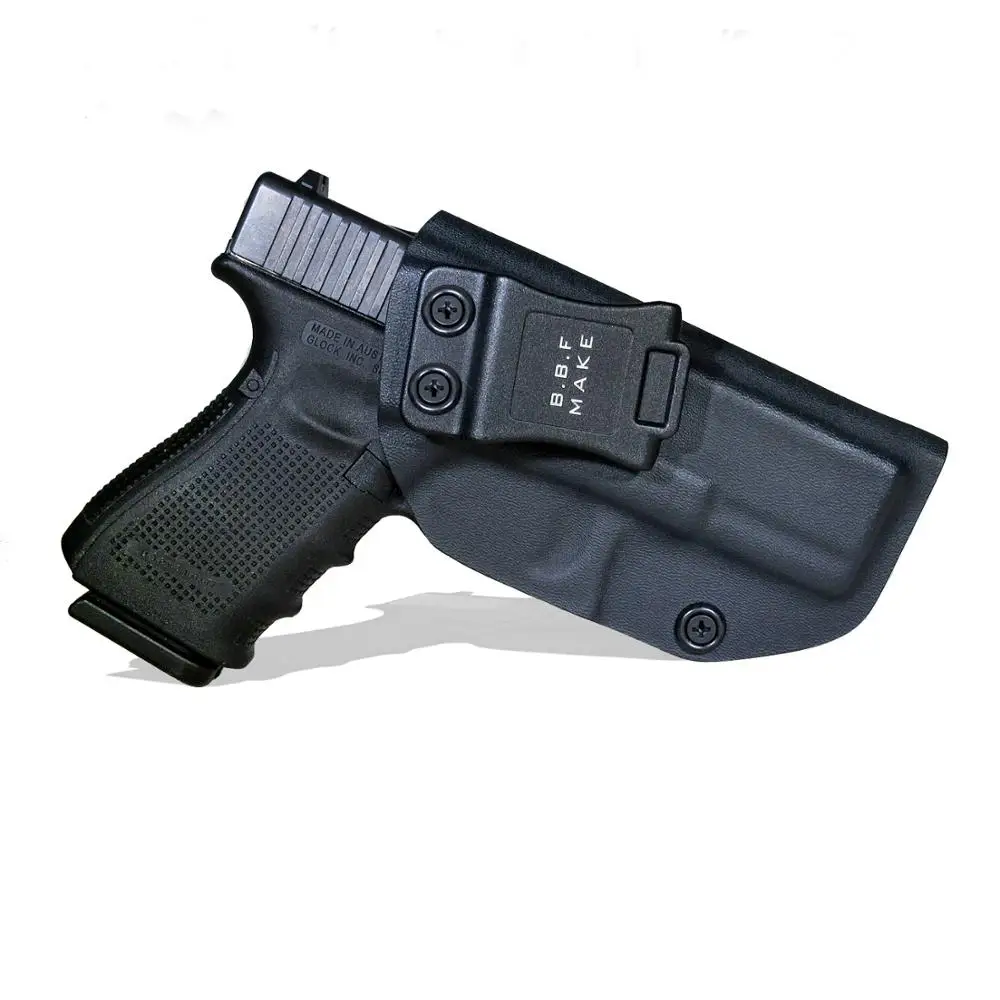 B.B.F Make IWB Тактический KYDEX пистолет кобура Glock 19 19X23 32 CZ P10 кобуры внутри скрытый поясной кейс для пистолета аксессуары сумка - Цвет: Glock 19 Black Right