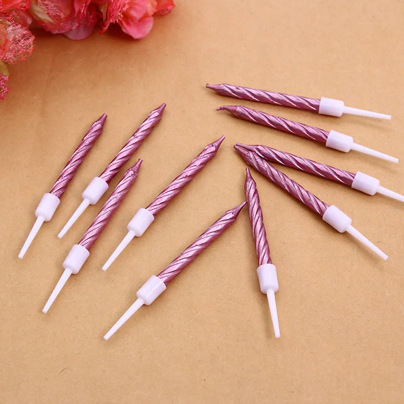 Спиральная Свеча в форме свечи из розового золота 10 шт. набор 16 мерцающих и