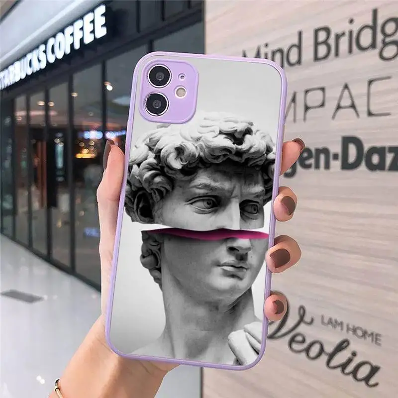

David Medusa Phone Case Matte transparent For Purple iPhone 12 Mini 11 Pro XR XS Max 7 8 Plus X Back Cover